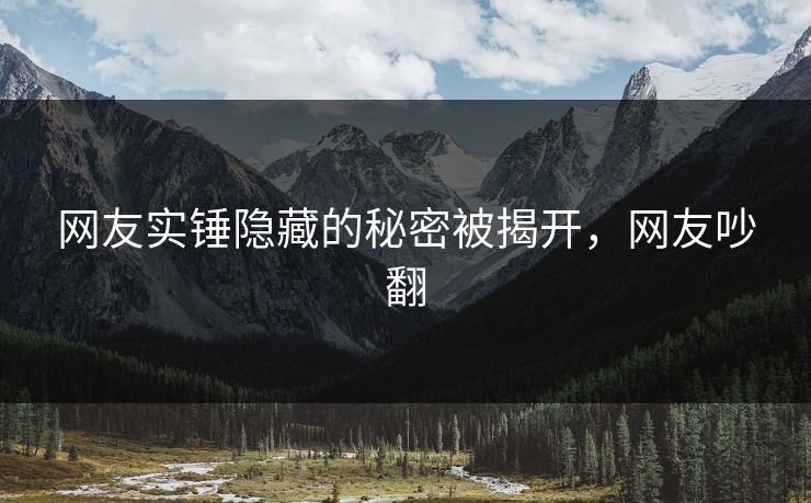 网友实锤隐藏的秘密被揭开,网友吵翻