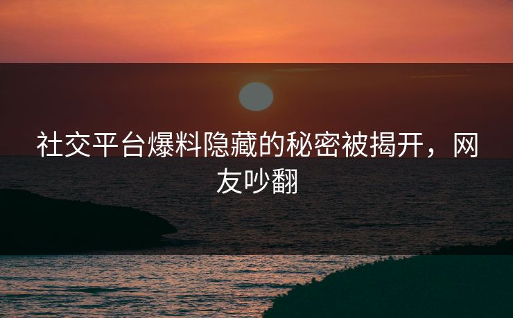 社交平台爆料隐藏的秘密被揭开,网友吵翻