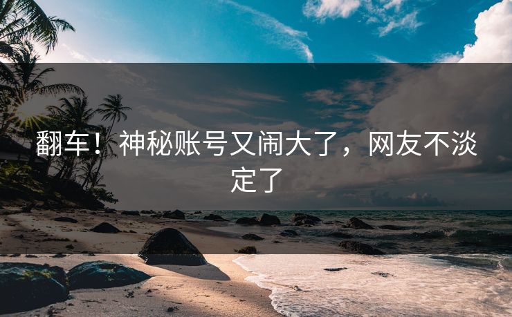 翻车!神秘账号又闹大了,网友不淡定了