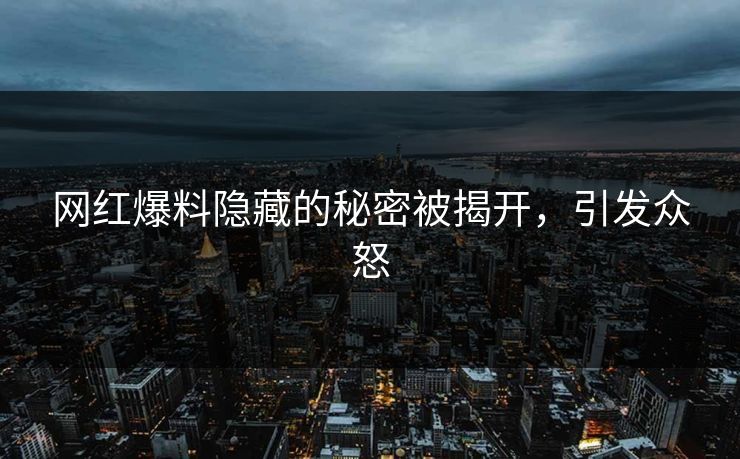 网红爆料隐藏的秘密被揭开,引发众怒