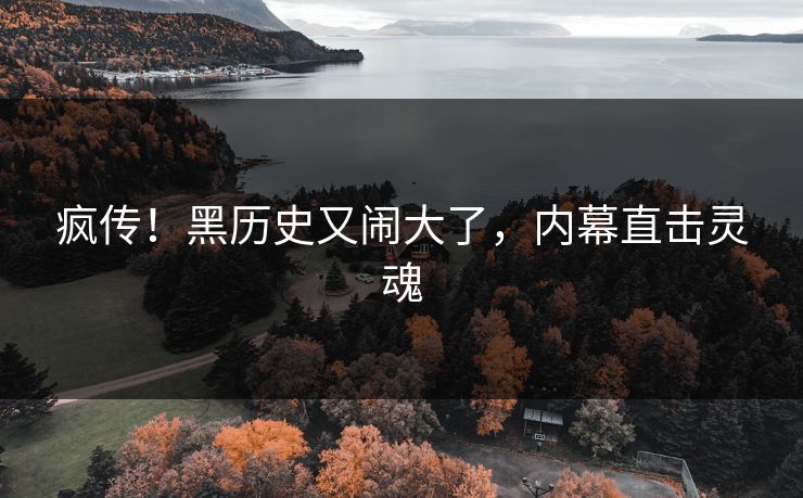 疯传!黑历史又闹大了,内幕直击灵魂