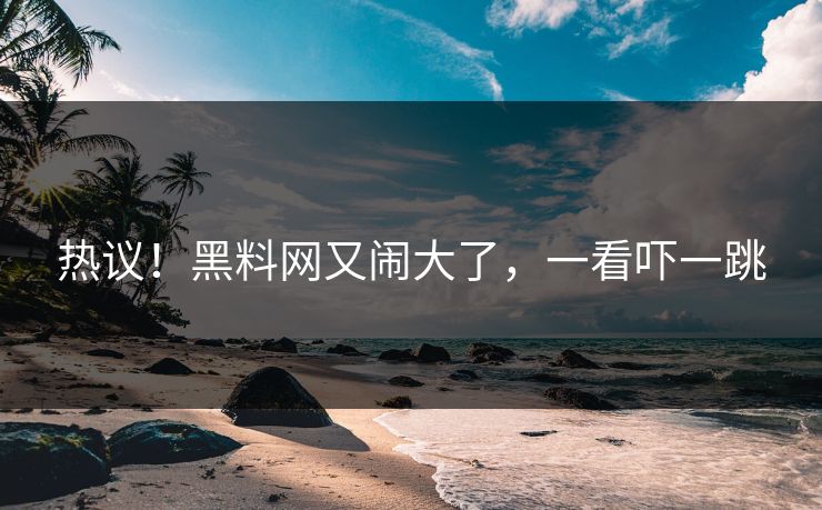 热议!黑料网又闹大了,一看吓一跳