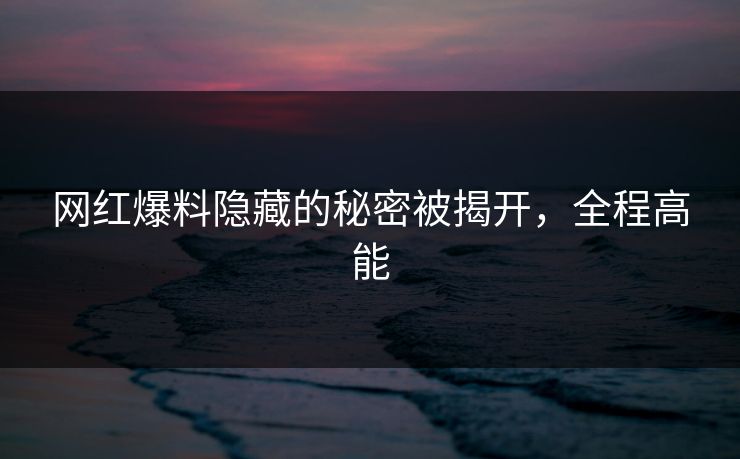 网红爆料隐藏的秘密被揭开,全程高能