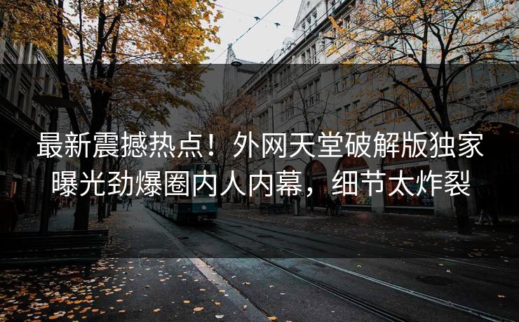 最新震撼热点！外网天堂破解版独家曝光劲爆圈内人内幕，细节太炸裂