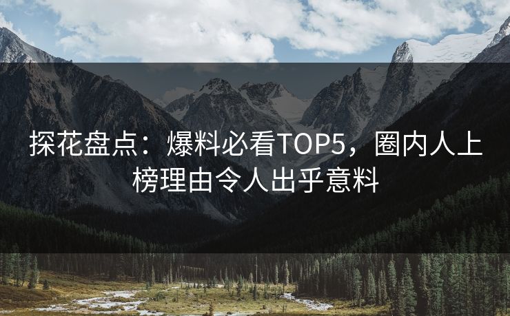 探花盘点:爆料必看TOP5,圈内人上榜理由令人出乎意料 探花盘点:爆料必看TOP5,圈内人上榜理由令人出乎意料