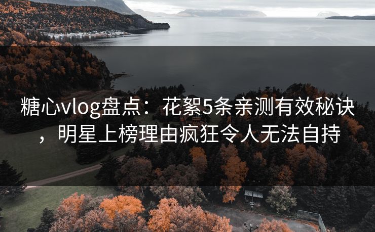 糖心vlog盘点：花絮5条亲测有效秘诀，明星上榜理由疯狂令人无法自持