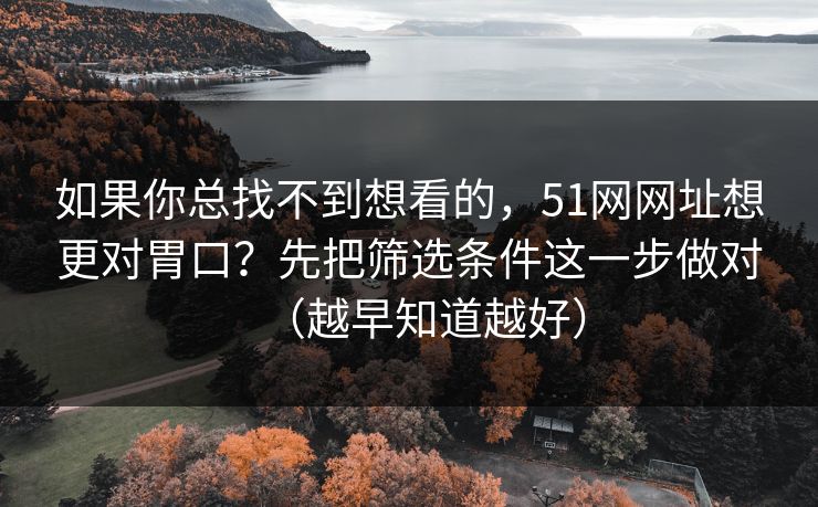 如果你总找不到想看的，51网网址想更对胃口？先把筛选条件这一步做对（越早知道越好）