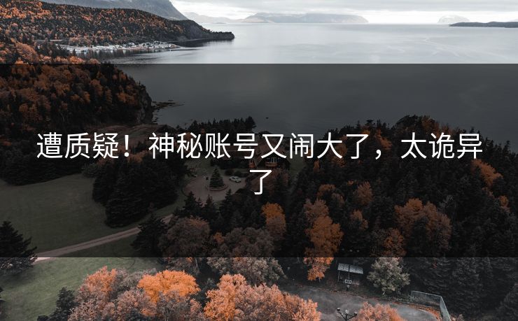 遭质疑！神秘账号又闹大了，太诡异了