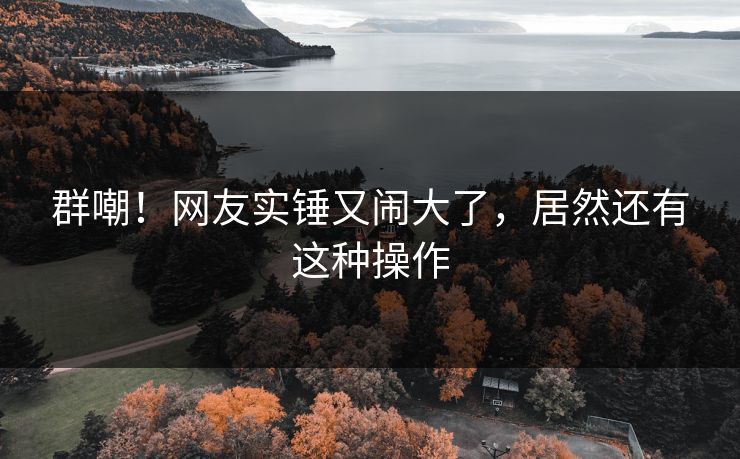 群嘲！网友实锤又闹大了，居然还有这种操作