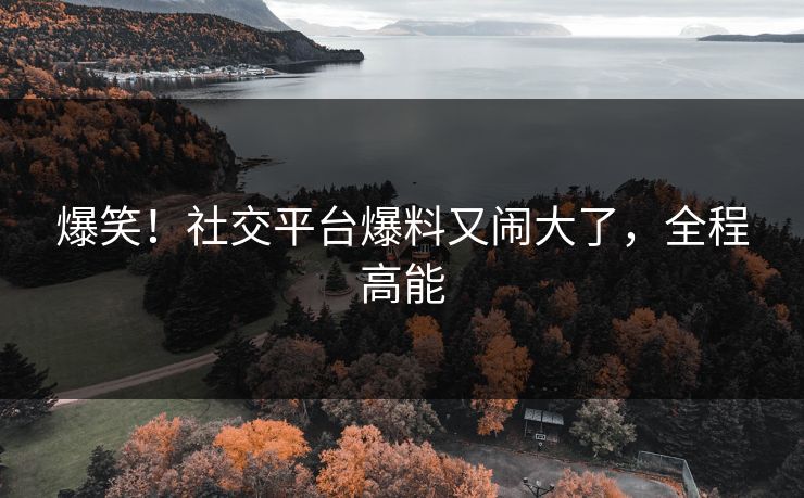 爆笑！社交平台爆料又闹大了，全程高能