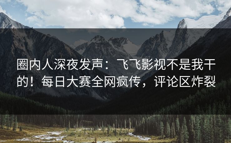 圈内人深夜发声：飞飞影视不是我干的！每日大赛全网疯传，评论区炸裂