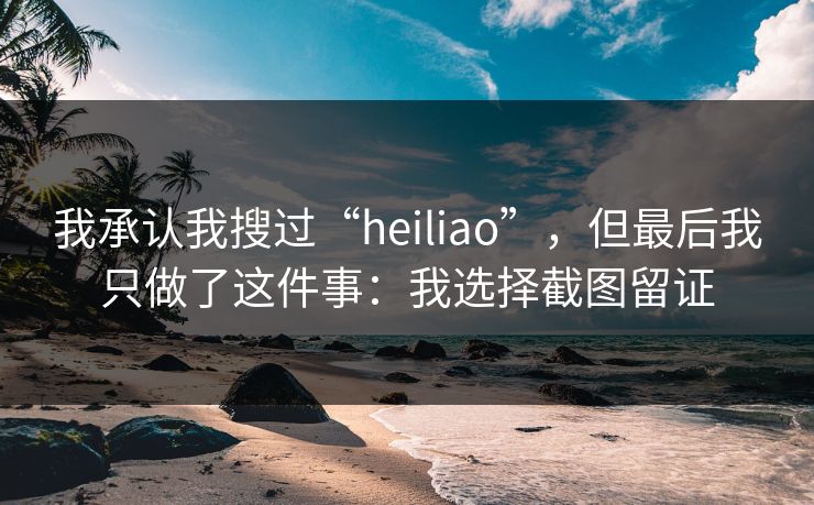 我承认我搜过“heiliao”，但最后我只做了这件事：我选择截图留证